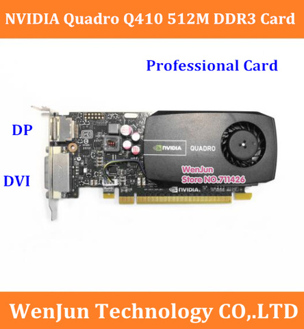 Soporte de perfil inferior para NVIDIA Quadro 410, 512M, DDR3, PCI-E, tarjeta gráfica de vídeo DP + puerto DVI, diseño de dibujo profesional Q410, 16X ► Foto 1/5