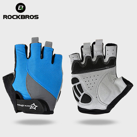 RockBros-guantes antideslizantes para bicicleta, transpirables, almohadilla de Gel para SILLÍN de bicicleta, de medio dedo, para verano ► Foto 1/6