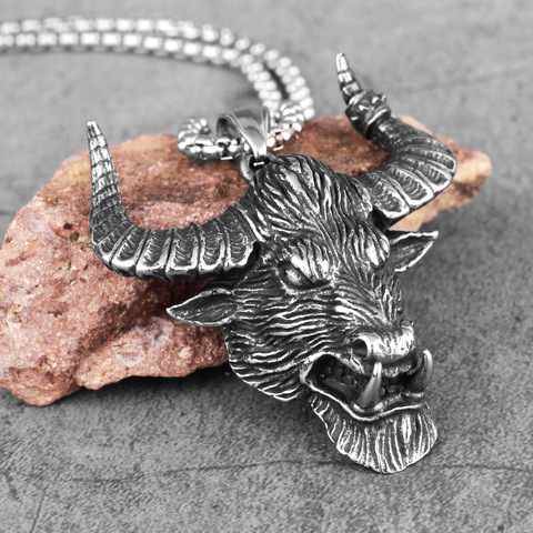 Dominante Toro demonio Tauren de acero inoxidable collares de hombres cadena para novio, hombre de la creatividad regalo venta al por mayor ► Foto 1/6