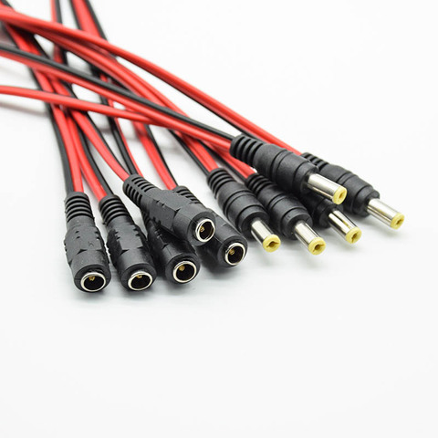 Uds de alimentación DC hembra cable 12V macho cable adaptador DC conector de clavija para Camera DC CCTV enchufe 5,5*2,1mm 5.5x2 1 ► Foto 1/6