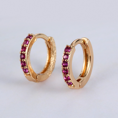 1 par de pendientes botón CZ de oro arco iris para mujer, pendientes coreanos, colgante de cristal de Zirconia, joyería de regalo, pendientes de cartílago ► Foto 1/6