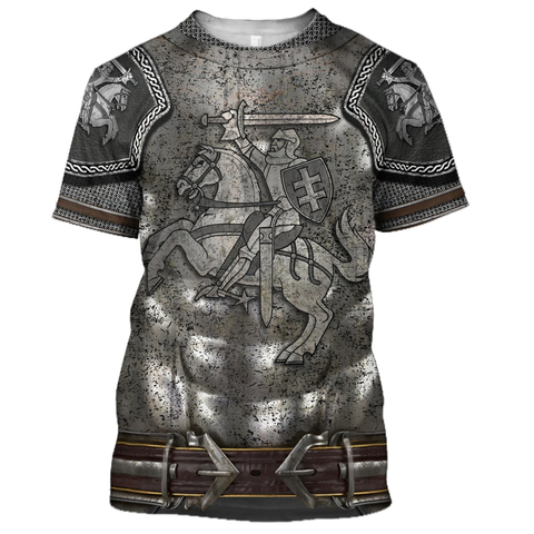 Camiseta con estampado 3D de armadura Medieval para hombre, camisa de moda de caballero templario, Harajuku, informal, Unisex, de verano, envío directo ► Foto 1/6