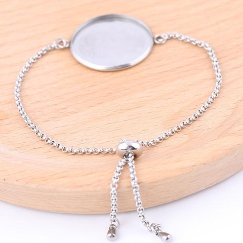 Lote de 5 uds de cuentas de tobogán de acero inoxidable para fabricación de pulseras, accesorios diy para pulseras, base de cabujón de 20mm y 25mm ► Foto 1/3