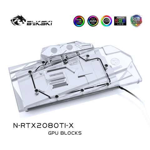 Bykski bloque de agua uso para NVIDIA GeForce RTX 2080Ti/2080 fundadores edición 11 GB GDDR6/Edición de referencia/ la cubierta completa bloque de cobre ► Foto 1/6