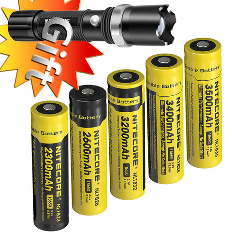 Venta al por mayor NITECORE 18650 Li-ion de 3,7 V protegido batería recargable NL1823 NL1826 NL1832 NL1834 NL1835 botón superior para la linterna ► Foto 1/6