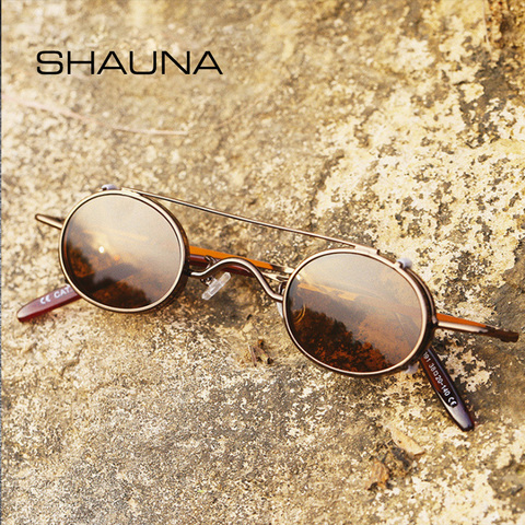 SHAUNA estilos Punk mujeres pequeño Oval gafas de sol moda hombres Clip desmontable doble uso espejo azul/claro lente gafas UV400 ► Foto 1/6