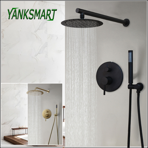 YANKSMART-Juego de Grifo de ducha de baño montado en la pared, sistema de ducha de lluvia oculta, grifo mezclador de ducha de bañera, Kit combinado ► Foto 1/6