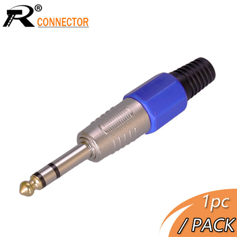 R conector 1pc chapados en níquel Stereo Jack 6,35 conector de cable de altavoz de Audio 6,35mm Centro Sophomore enchufe para micrófono, amplificador ► Foto 1/6