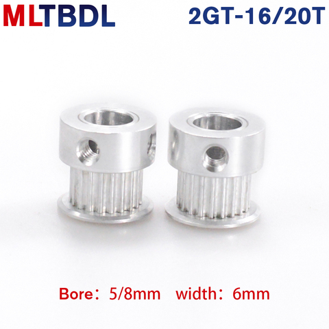 Piezas de impresora 3D GT2 polea de sincronización 16 dientes 2GT 20 dientes orificio de aluminio 5/ 8mm ruedas síncrona pieza de engranaje apta para correa de GT2-6mm ► Foto 1/6