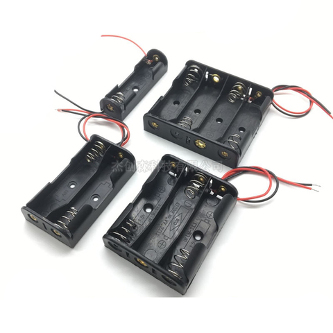 Clip de baterías de plástico negro, 1x2x3x4x18650 Carcasa de caja de batería, 1, 2, 3 y 4 ranuras, con cable de plomo ► Foto 1/3