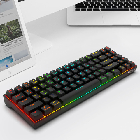 Teclado mecánico para videojuegos RK71 Royal Kludge 70%, inalámbrico, 71 teclas, TKL, Bluetooth 3.0USB, doble modo RGB, retroiluminado, azul, marrón, Rojo ► Foto 1/6