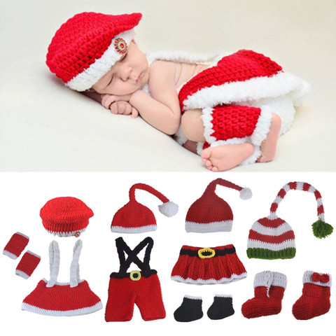 Accesorios de fotografía para bebé recién nacido, accesorios de fotografía para niño y niña, Crochet, accesorios para fotos de Navidad, sombrero para bebé, gorros, trajes de disfraz para recién nacido ► Foto 1/6