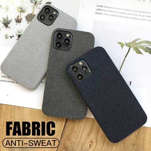 Funda trasera suave para iPhone, protector de tela de lino y algodón para iPhone 12 11 Pro max X XR XS Max 8 7 6 6S Plus ► Foto 1/6