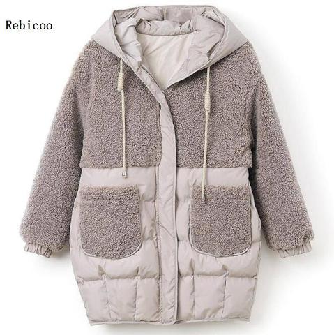 Parkas básicas para mujer, abrigos con capucha de terciopelo y cordero, Chaqueta de algodón, prendas de vestir, otoño e invierno, novedad ► Foto 1/6