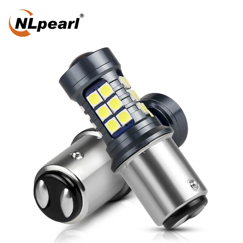 NLpearl 2x lámpara de señal 1157 BAY15D lámpara 12V 27SMD 3030 1156 P21W LED BA15S BAU15S luz de indicación de giro de coche marcha atrás blanco rojo ► Foto 1/6