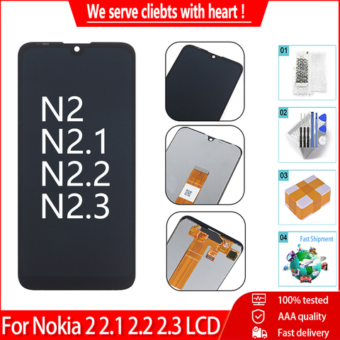 Calidad Original para Nokia 2 2,1 2,2 2,3 pantalla LCD Screnn con 100% reemplazo de montaje de Digitalizador de Panel táctil probado + herramientas ► Foto 1/6