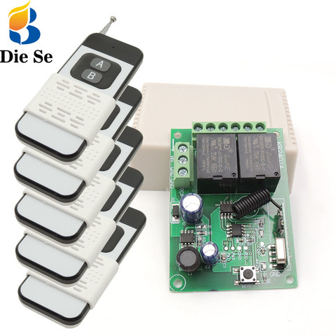 Mando a distancia inalámbrico Universal, Control remoto de 433MHz, CC de 12V, 24V, 10 amperios, 2 canales, receptor de relé rf y transmisor, controlador inalámbrico de Motor DIY ► Foto 1/6