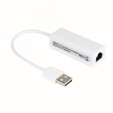 Adaptador de red Ethernet USB 2,0 a RJ45 de alta velocidad para ordenadores de sobremesa, portátiles y PC ► Foto 1/6