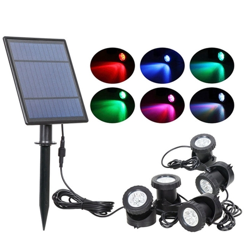T-SUNRISE-Lámpara alimentada por energía solar para exteriores, foco solar resistente al agua IP68, con cambio de color RGB, con luz LED, para paisajismo y jardín ► Foto 1/6