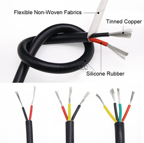 Cable eléctrico de silicona Flexible de 2/3/4 núcleos, Cable de señal de cobre estañado súper suave OFC, 200Deg.C 22/20/18/17/15/13/11/10 AWG, 1M ► Foto 1/4