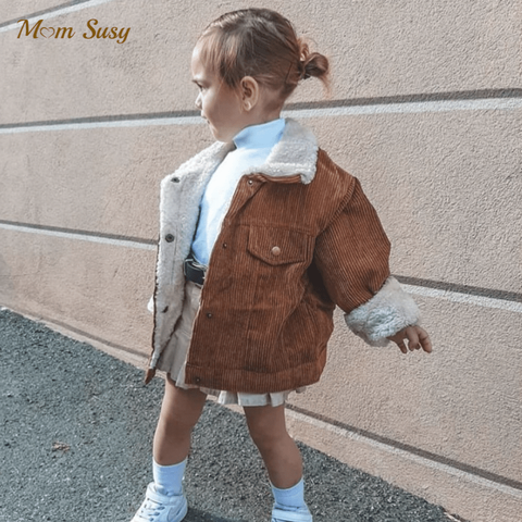 Moda bebé niña chaqueta de invierno para chico de pana de piel gruesa de bebé niño abrigo cálido bebé prendas de vestir ropa de alta calidad 1-5Y ► Foto 1/6