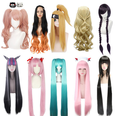 Peluca de Cosplay de Anime para mujer, cabello largo con diseño de Danganronpa, enosima, Junko, Demon Slayer, Kamado, Nezuko, accesorios divertidos para Halloween y Carnaval ► Foto 1/6