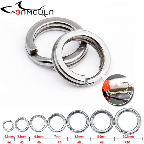 Anillos abiertos de pesca, cebo duro de plata de acero inoxidable, 4-12MM, anilla con doble abertura, accesorios para herramientas de pesca, aparejos, 100 Uds. ► Foto 1/6