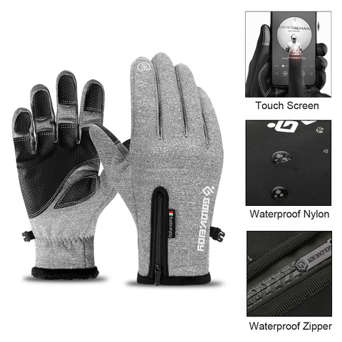 Guantes de esquí térmicos de invierno para hombre y mujer, guantes de esquí impermeables para exteriores con pantalla táctil polar y moto de nieve ► Foto 1/6