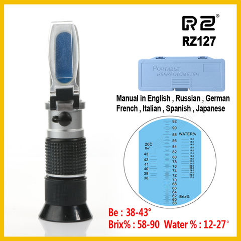 RZ alta concentración Brix ser agua 3 en 1 58% ~ 92% miel refractómetro abejas alimento azúcar ATC RZ127 ► Foto 1/6