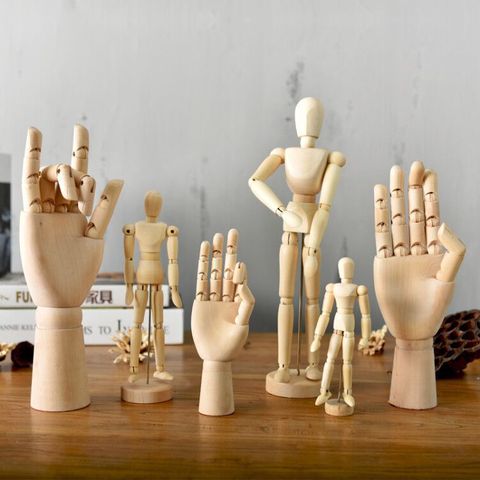 Mano de madera hombre dibujo Maniquí giratorio modelo artista extremidades móviles humanos hombre miniaturas figuras decoración del hogar ► Foto 1/6