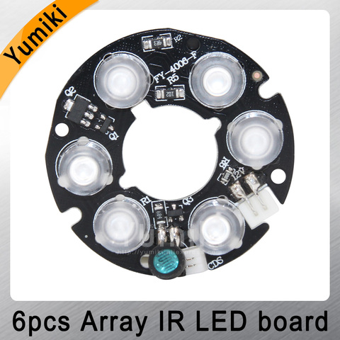 Yumiki-Conjunto de luces LED infrarrojas para cámaras CCTV, conjunto de 6 uds. De placas LED IR, Visión Nocturna (45mm de diámetro), color blanco ► Foto 1/4