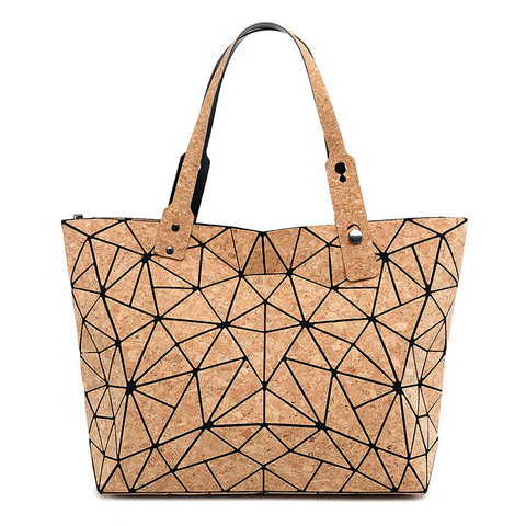 Bolso de mano con diamantes de grano de madera para mujer, bandolera mensajero geométrica, plegable, informal, de compras ► Foto 1/6