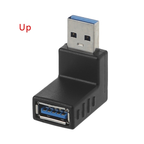 Adaptador de ángulo izquierdo y derecho de 90 grados USB 3,0 A macho A hembra USB 3,0 AM/AF conector para ordenador portátil/ordenador negro X6HB ► Foto 1/5