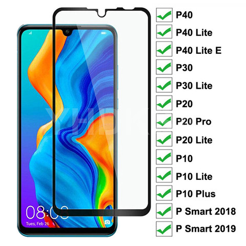 9D protectora de vidrio para Huawei P20 Pro P10 Lite Plus cristal Protector P30 P40 Lite E P Smart 2022 funda de película de vidrio templado ► Foto 1/6