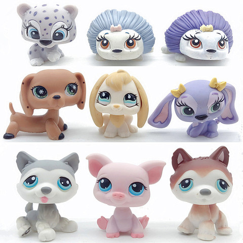 LPS-figuras coleccionables de tienda de mascotas, salchicha marrón, perro copo de nieve, ojos Collie, perro, gatos, juguetes para niños ► Foto 1/5