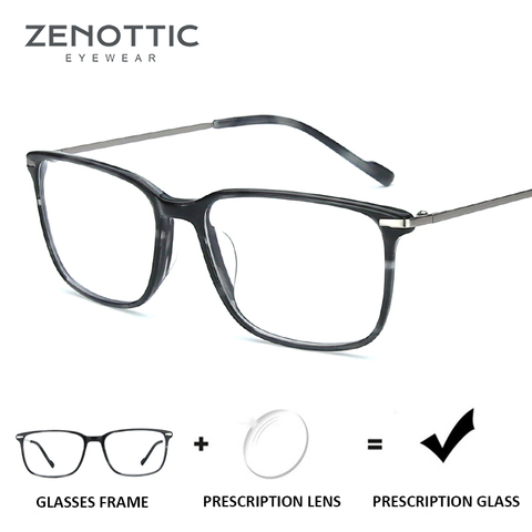 ZENOTTIC-gafas cuadradas Retro graduadas para hombre, gafas ópticas de acetato para miopía, hipermetropía, con luz azul, gafas fotocrómicas ► Foto 1/6