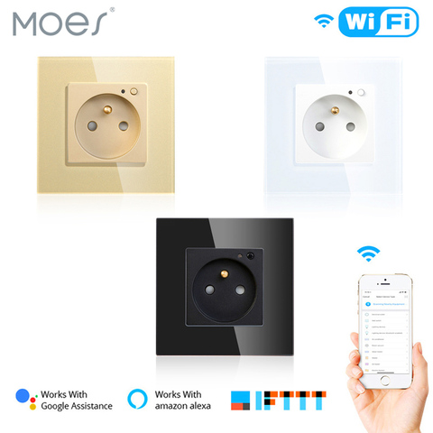 Enchufe de pared inteligente con WiFi para el hogar, toma de corriente de 16A, Panel de vidrio, Control remoto para Smart Life, Tuya, funciona con Amazon Echo, Alexa y Google Home ► Foto 1/6