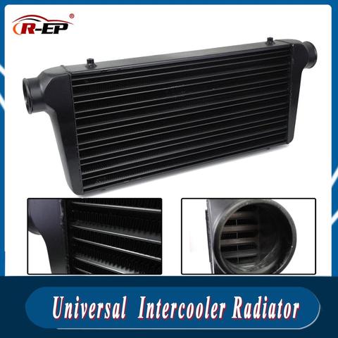 Radiador de Intercooler Universal para coche, radiador de montaje frontal de aleta de tubo de 600x300x76mm, salida de radiador Turbo de admisión de aire frío de aluminio ► Foto 1/6