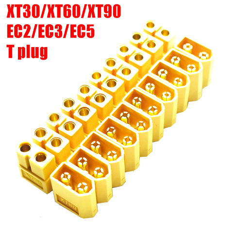 NEW10 par XT30 XT30U XT60 XT60H XT90 EC2 EC3 EC5 T enchufe conector de batería conjunto hembra conector de Banana chapado en oro para piezas de control remoto ► Foto 1/6