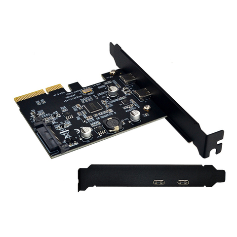 USB 3,1 PCIE tarjeta de expansión PCI Express PCI-E 4X a USB 3,1 Gen2 10Gbps 2-Puerto USB C adaptador controladora ASMedia ASM3142 Chipset para escritorio ► Foto 1/6