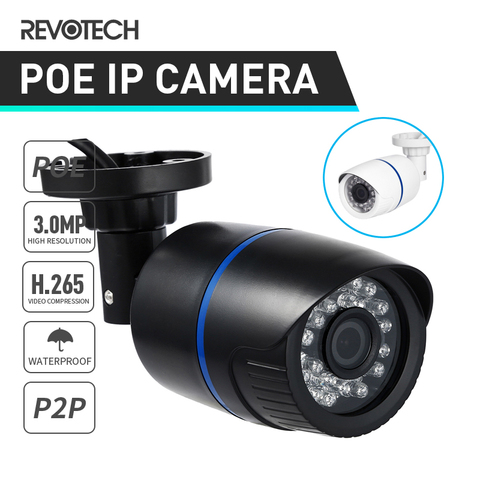 Cámara IP de seguridad nocturna para exteriores H.265 POE, impermeable, bala de 3MP, 1296P/1080P, LED IR, sistema de videovigilancia, cámara HD ► Foto 1/6