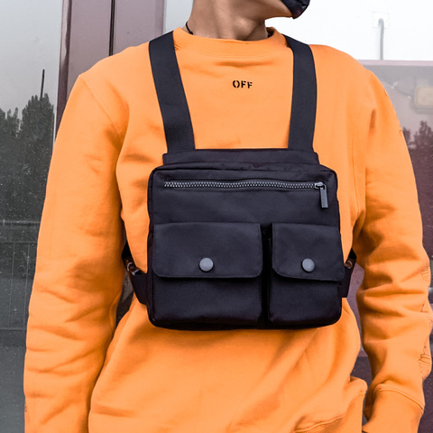 Riñonera táctica estilo Hip-hop para hombre, bolsa de aparejo para el  pecho, bolso para el abdomen, Cangurera de lona, monedero, ropa de calle -  Historial de precios y revisión | Vendedor de