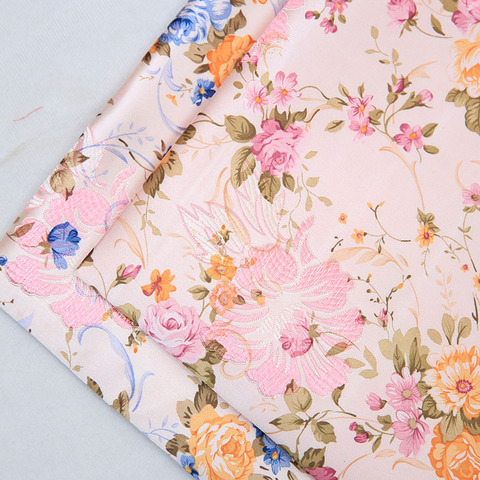 Tela jacquard bordada satinada con flores, para costura de cheongsam y kimono, telas de seda para ropa ► Foto 1/5