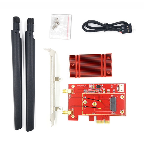 M2 de tarjeta de red inalámbrica de NGFF a PCIE PCI-E 1X conversor de ranura WiFi + Bluetooth + adaptador para AX200 9260, 8265 AC NFA344A de buena calidad ► Foto 1/6