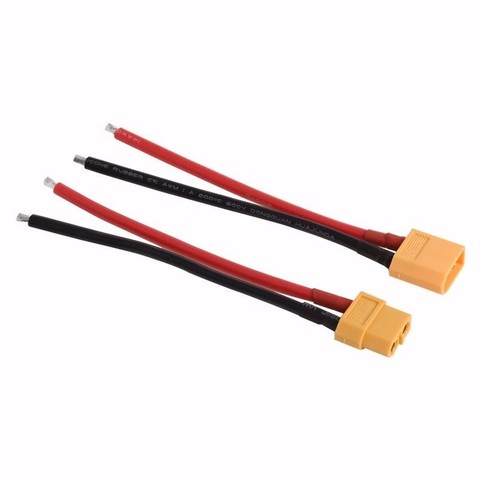 1 par de conector hembra macho de batería XT60 con cable de silicona de 10cm cable de 14 AWG (2 unidades) ► Foto 1/5