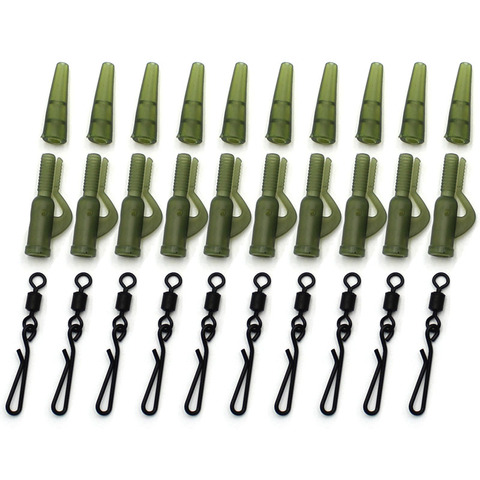 Accesorios de pesca de carpa, Clip de plomo, cola giratoria de cambio rápido, mangas antienredos de goma para aparejos de pesca gruesos, 30 Uds. ► Foto 1/6