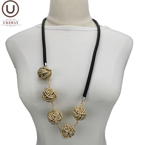 UKEBAY oro nuevo collares COLLAR COLGANTE de las mujeres de oro hecho a mano de joyería de collar de cuentas de la boda accesorios regalo Festival joyería ► Foto 1/6