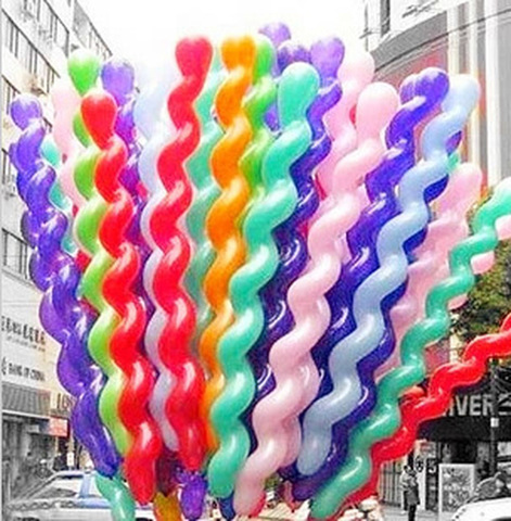 Globos en espiral largos de 36 pulgadas, 10 Uds. De hilo de rosca de látex, flotador de aire, inflables, para decoración de bodas, cumpleaños y Navidad ► Foto 1/5