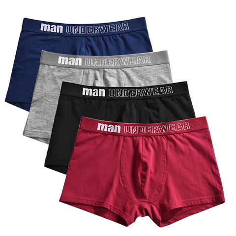 4 unids/lote Boxer hombres ropa interior algodón Hombre corto transpirable sólido Flexible calzoncillos Boxer Color puro vetement homme ► Foto 1/6