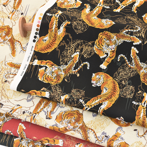 Tela de algodón con patrón de Tigre, tejido japonés hecho a mano, tejido de Kimono impreso ► Foto 1/1